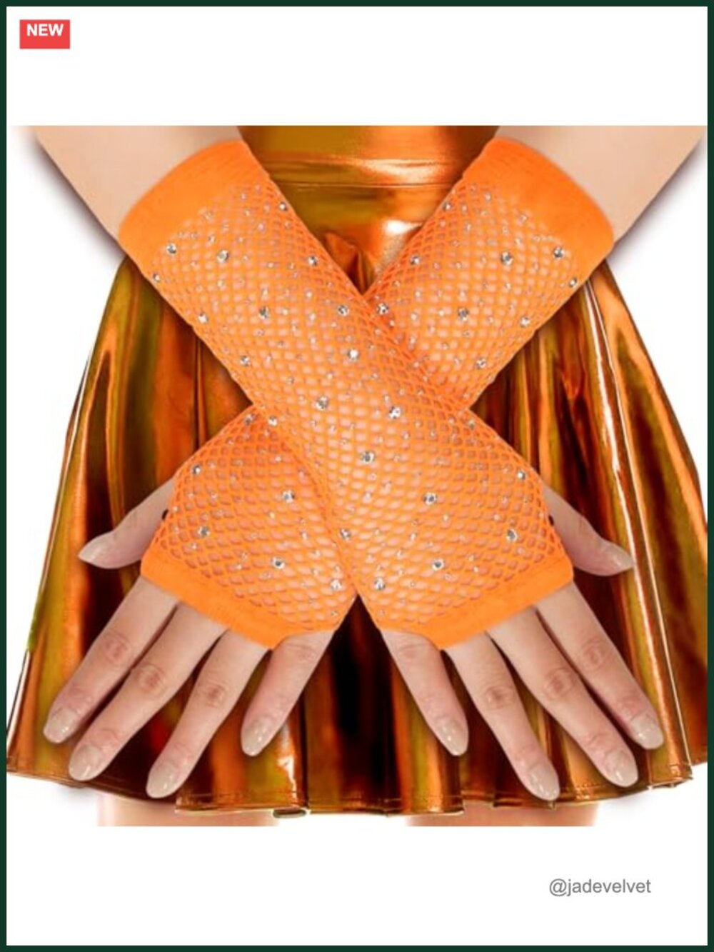 Rhinestone Fishnet Gloves Mesh Arm Sleeves 80s Party Costume